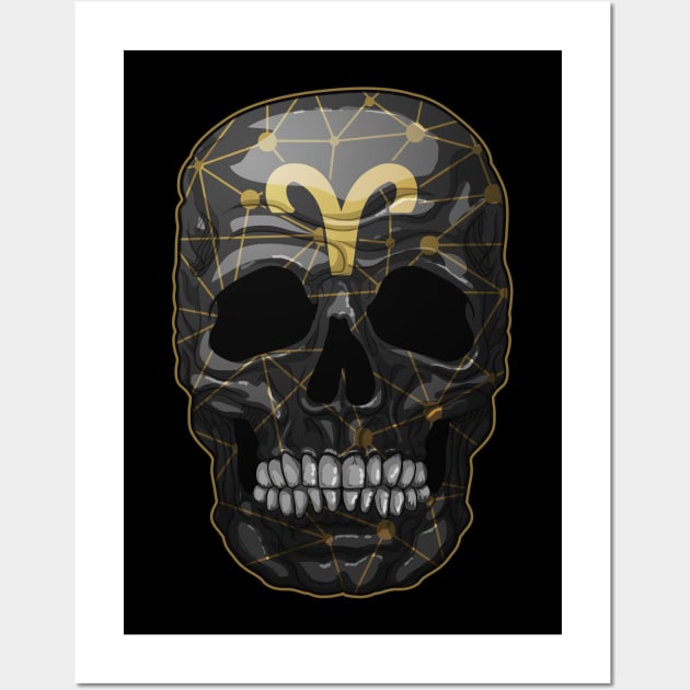 skull, zodiac signs, Aries Wall Art by HEJK81